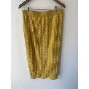 Ashley Stewart Cable Knit Skirt Nugget Gold Size 34-36 Relaxed Fit Stretch
